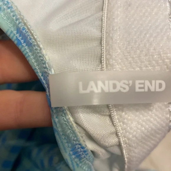 EUC Women’s Lands End One-Piece Blue Floral Gingham Check Swim Bathing Suit 18W - Picture 7 of 9